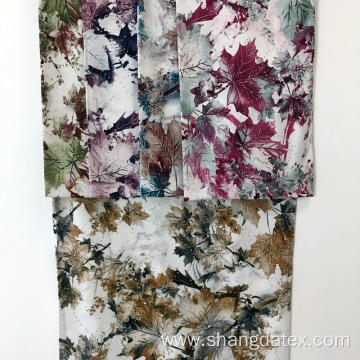 Leaf Design Rayon Semi-Digital Super Fabric With Stone